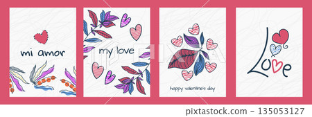 Cute Love Letter Card for Valentine's, with Hand Drawn Hearts and Flowers. Valentines Design for Flyer, Poster, Label, Ads, Cover, Banner and Cards Cute Love Letter Card for Valentine's, with Hand Drawn Hearts and Flowers. Valentines Design for Flyer, Poster, Label, Ads, Cover, Banner and Cards 135053127