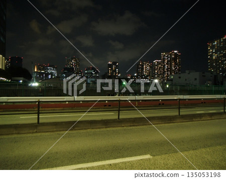 Konan area around Shinagawa Station Roads and buildings at night 135053198