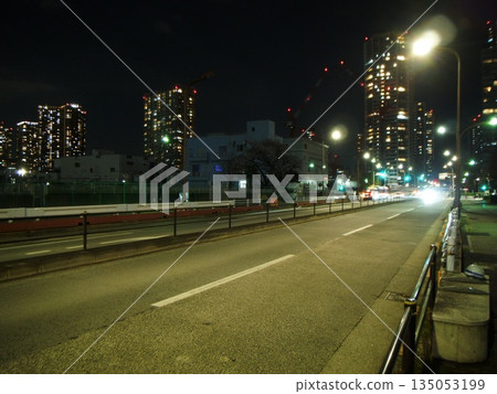 Konan area around Shinagawa Station Roads and buildings at night 135053199