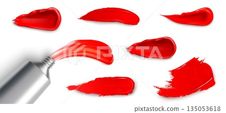 Paint smear set with red oil texture Paint smear set with red oil texture 135053618