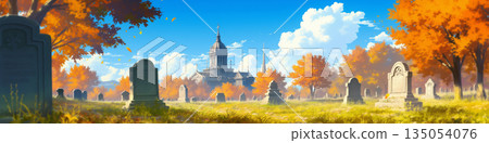 Autumn cemetery, anime style 135054076
