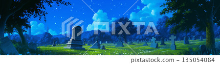 星空與墓地，動漫風格 135054084