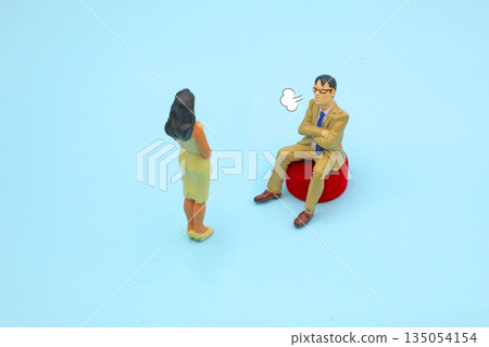 Image of a subordinate being lectured by his boss Image of a subordinate being lectured by his boss 135054154