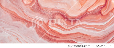 Abstract fluid art background with light peach and pink marble texture. Liquid rose acrylic painting backdrop Abstract fluid art background with light peach and pink marble texture. Liquid rose acrylic painting backdrop 135054202