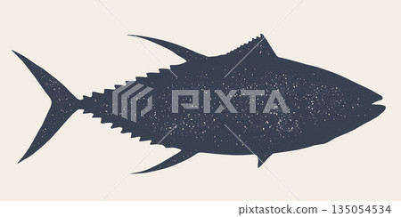 Gilt-head bream, fish, Dorado, seafood, sketch. Vintage retro print 135054534