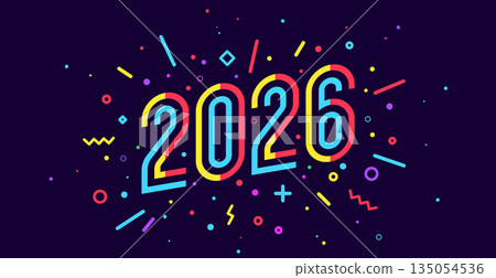 2026, Happy New Year. Greeting card 135054536