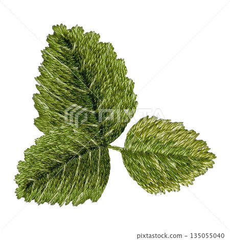 [Three leaf tip] Hand embroidery illustration material 135055040