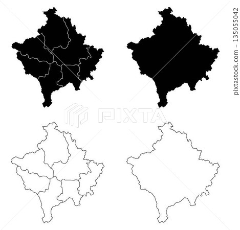Kosovo Outline and Solid Fill Map Set. 135055042