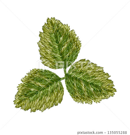 [Three leaf tip] Hand embroidery illustration material 135055288