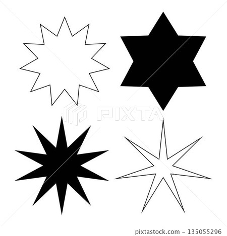 Stars set icons featuring various sparkle and twinkle star shapes isolated on white background suitable for decoration ui design animation effects branding and creative graphic elements Stars set icons featuring various sparkle and twinkle star shapes isolated on white background suitable for decoration ui design animation effects branding and creative graphic elements 135055296