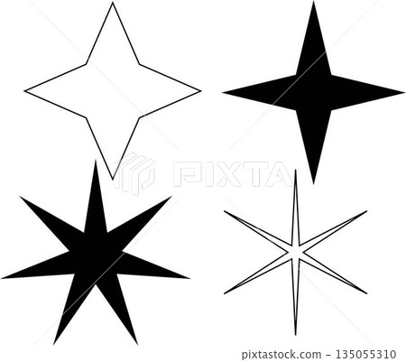 Stars set icons featuring various sparkle and twinkle star shapes isolated on white background suitable for decoration ui design animation effects branding and creative graphic elements Stars set icons featuring various sparkle and twinkle star shapes isolated on white background suitable for decoration ui design animation effects branding and creative graphic elements 135055310