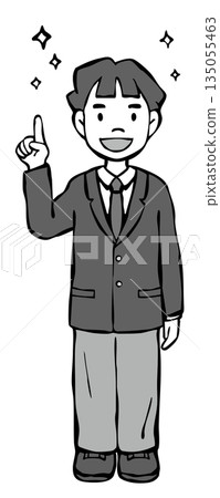 [Monochrome] Boy's uniform blazer, pointing and sparkling 135055463