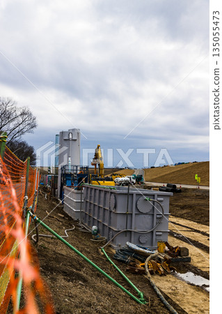 Saitama City Arakawa River Reservoir Construction Concrete Mixer Saitama City Arakawa River Reservoir Construction Concrete Mixer 135055473