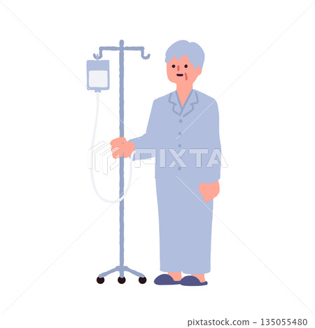 Illustration of a patient receiving an IV drip 135055480