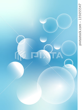 藍色漸層背景上有許多肥皂泡 135055547