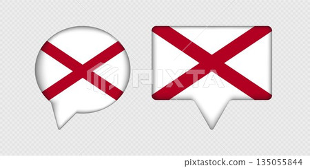 Flag of Alabama State in Speech Bubble. 135055844