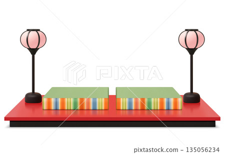 雛祭插畫 逼真的3D雛人偶 135056234