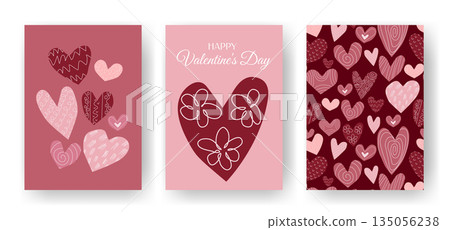 Set of modern Valentines Day posters Set of modern Valentines Day posters 135056238