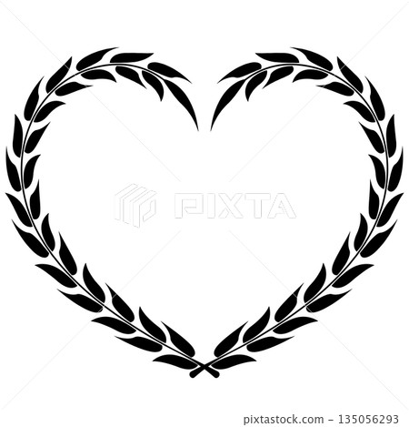Heart-shaped laurel wreath frame, black 135056293