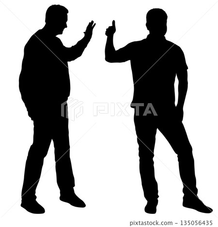 Black silhouette of a standing man on a white background Black silhouette of a standing man on a white background 135056435