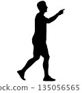 Black silhouette of a standing man on a white background 135056565