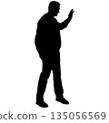 Black silhouette of a standing man on a white background 135056569