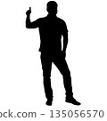 Black silhouette of a standing man on a white background 135056570