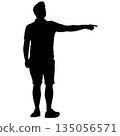 Black silhouette of a standing man on a white background 135056571