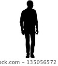 Black silhouette of a standing man on a white background 135056572