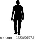 Black silhouette of a standing man on a white background 135056578
