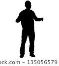 Black silhouette of a standing man on a white background 135056579