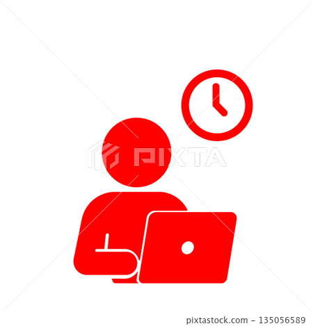 一個簡單的商業圖示(紅色),代表時間管理 一個簡單的商業圖示(紅色),代表時間管理 135056589