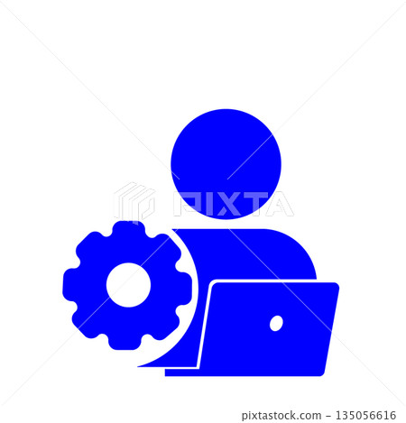Technician icon (blue) performing configuration work Technician icon (blue) performing configuration work 135056616