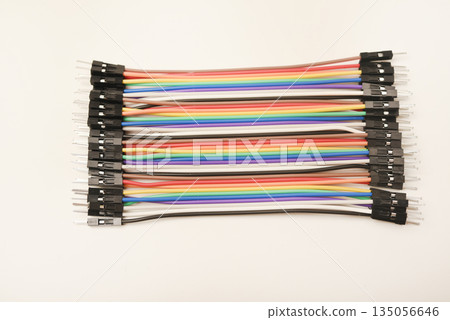 Connecting wires for experimental electronics. Papa-papa type wires. Jumpers wires. Connecting wires for experimental electronics. Papa-papa type wires. Jumpers wires. 135056646