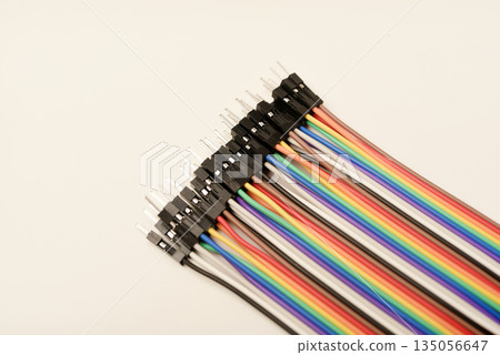 Connecting wires for experimental electronics. Papa-papa type wires. Jumpers wires. Connecting wires for experimental electronics. Papa-papa type wires. Jumpers wires. 135056647