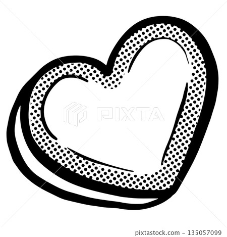 Graphic pop art halftone hearts love valentines illustration vector in black and white 135057099