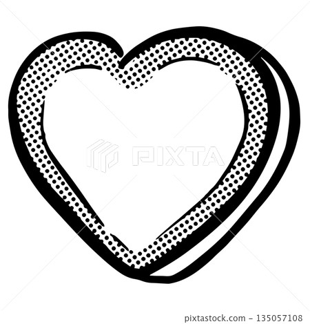 Graphic pop art halftone hearts love valentines illustration vector in black and white 135057108