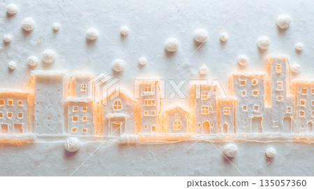 一座用毛線和柔軟的雪繪製的城市 135057360