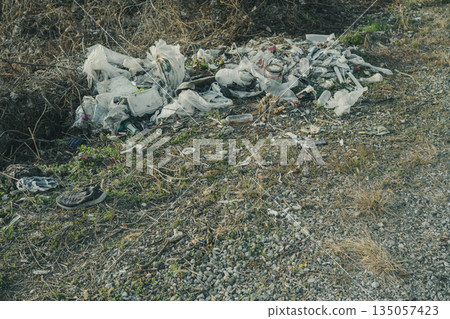 Illegal dumping of riverbed Illegal dumping of riverbed 135057423