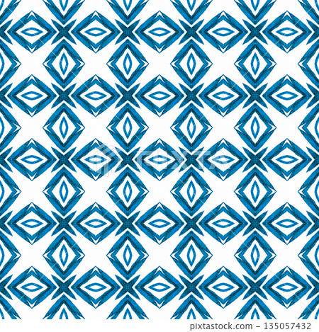 Textile ready magnificent print, swimwear fabric, wallpaper, wrapping. Blue noteworthy boho chic summer design. Watercolor medallion seamless border. Medallion seamless pattern. Textile ready magnificent print, swimwear fabric, wallpaper, wrapping. Blue noteworthy boho chic summer design. Watercolor medallion seamless border. Medallion seamless pattern. 135057432