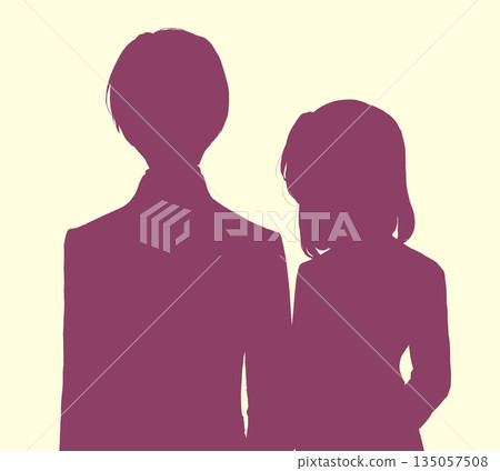 Men and women in suits, side by side, silhouettes 135057508