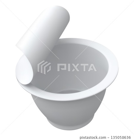 Open yogurt cup, dairy product empty package, realistic vector 3D mockup of white round plastic container top view 135058636