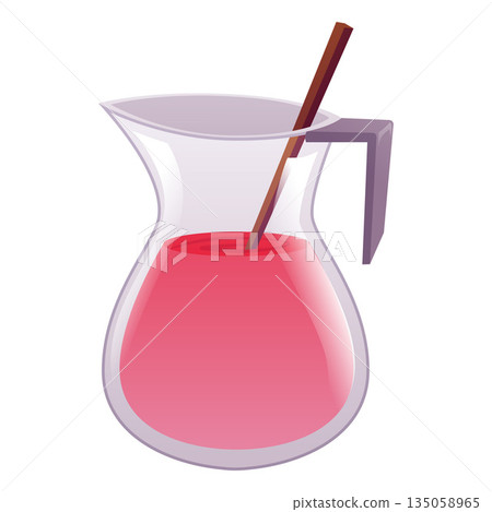 Soap solution jar, vector flat glass jug with stick for making handmade natural soap, perfumery liquid product creation 135058965