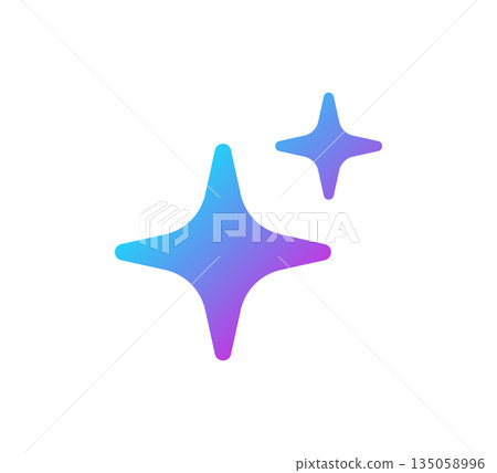 AI star icon. Artificial intelligence symbol. Gradient blue purple digital AI robot sign. Magic star smart assistant. Modern design element. Vector illustration isolated on white background 135058996