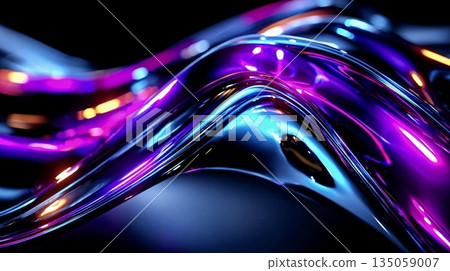 Neon glowing abstract metallic lines futuristic design background Neon glowing abstract metallic lines futuristic design background 135059007