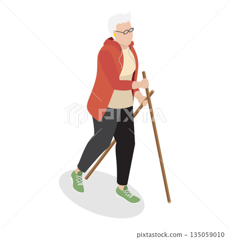3D Isometric Flat Illustration of Elderly Various Exercises. Item 10 3D Isometric Flat Illustration of Elderly Various Exercises. Item 10 135059010