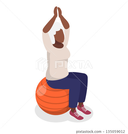 3D Isometric Flat Illustration of Elderly Various Exercises. Item 8 3D Isometric Flat Illustration of Elderly Various Exercises. Item 8 135059012