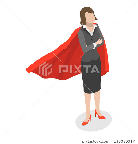 3D Isometric Flat  Set of Hero Persons. Item 5 135059017