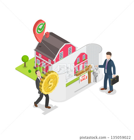 3D Isometric Flat Illustration of Qualified Real Estate Agents. Item 3 3D Isometric Flat Illustration of Qualified Real Estate Agents. Item 3 135059022