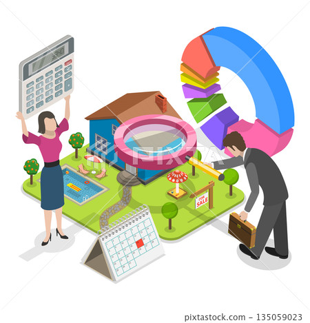 3D Isometric Flat Illustration of Qualified Real Estate Agents. Item 2 3D Isometric Flat Illustration of Qualified Real Estate Agents. Item 2 135059023